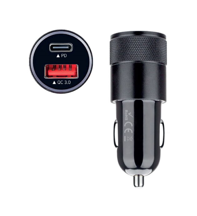 Cargador de Auto Rápido 12V/24V + Cable Carga Tipo-C a Tipo-C, BR10358